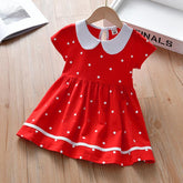 Little maven 2022 Baby Girls Summer Dress Cotton Casual Clothes Red-TB00847-Veeddydropshipping